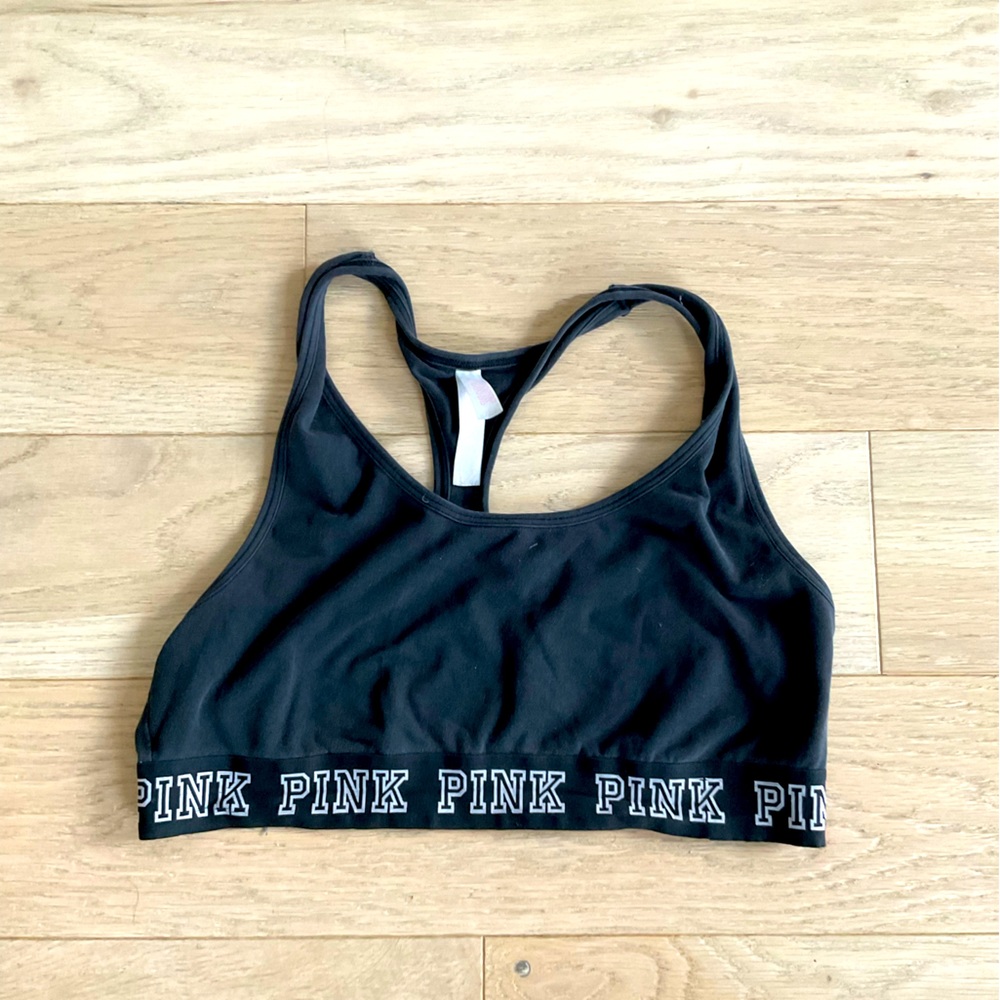 Black & White Comfy PINK Sports Bra 💕